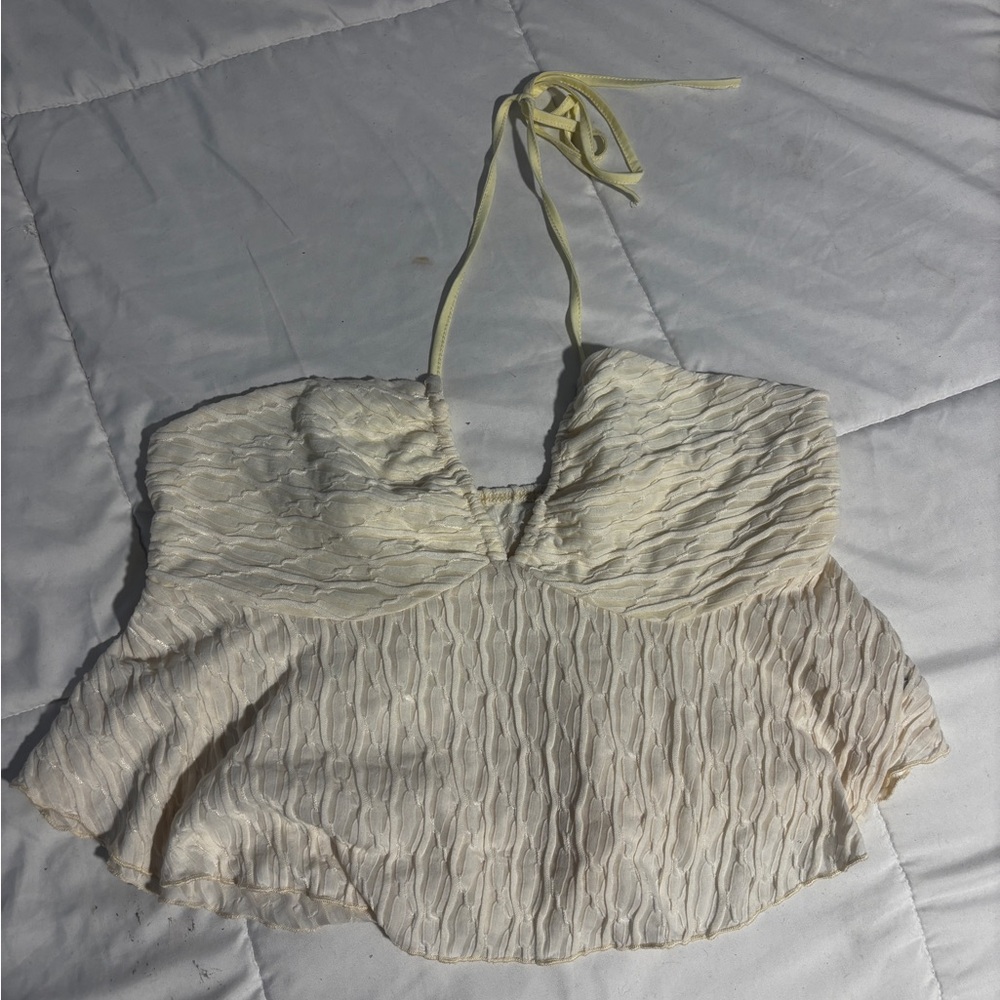 Cream Halter Neck Women's Top